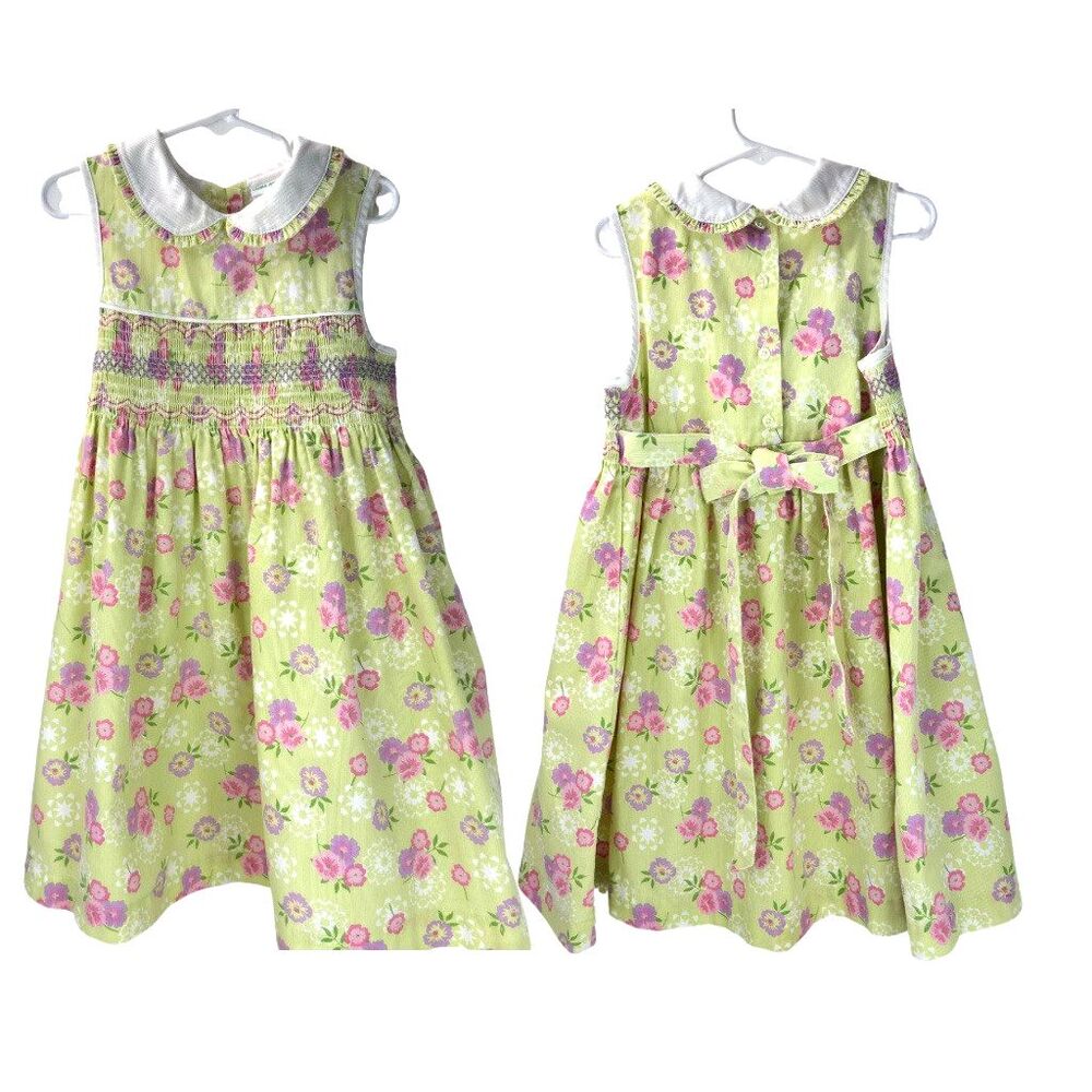Laura Ashley Smocked Summer Garden Dress Girls Sz 6 Cotton Floral Vintage Easter